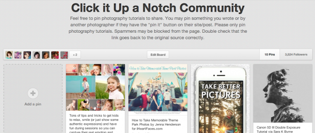 Click it Up a Notch Community Pinterest Board