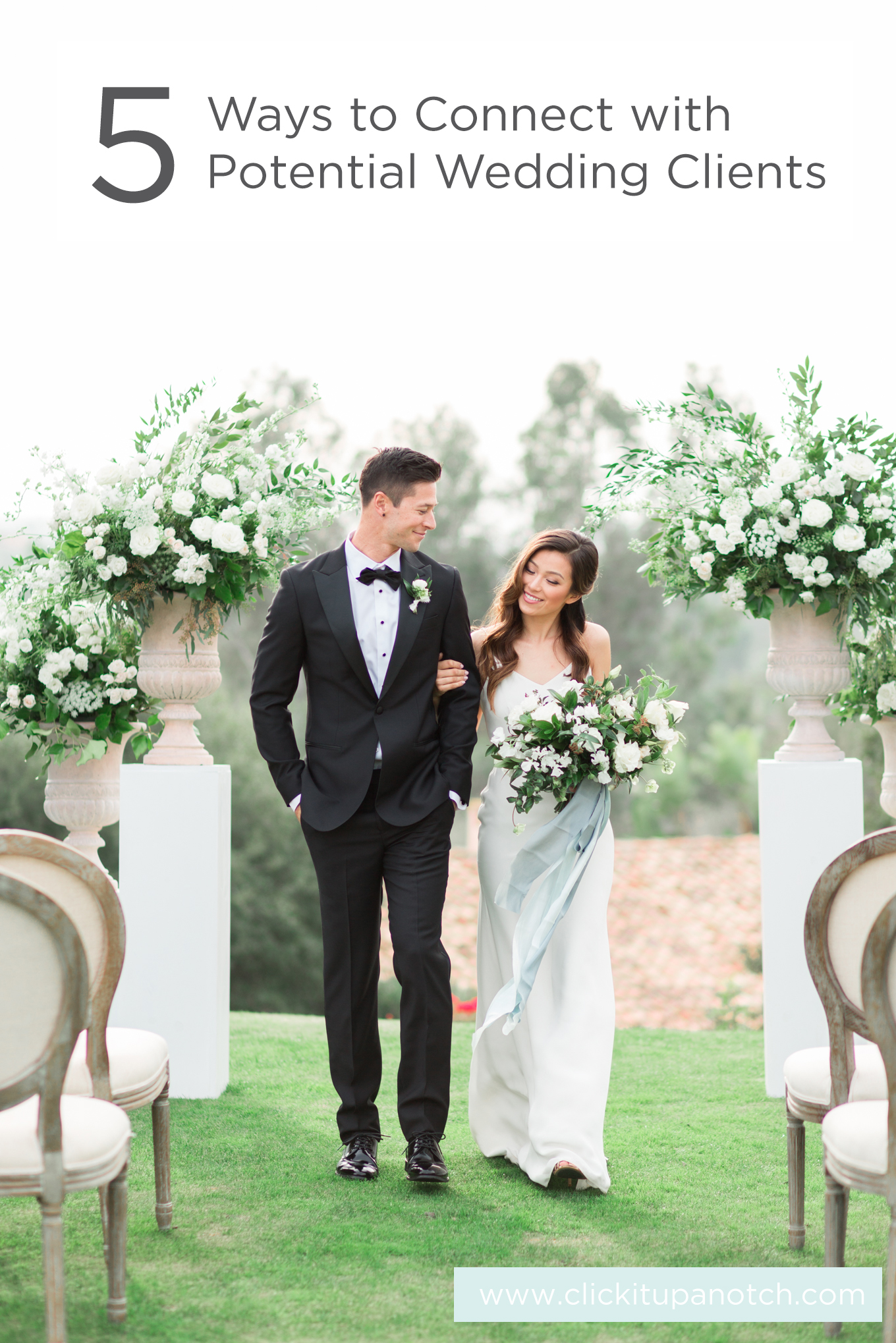 This is the most detailed article I've read on connecting with clients. Great for new wedding photographers! Read - "5 Ways to Connect with Potential Wedding Clients"